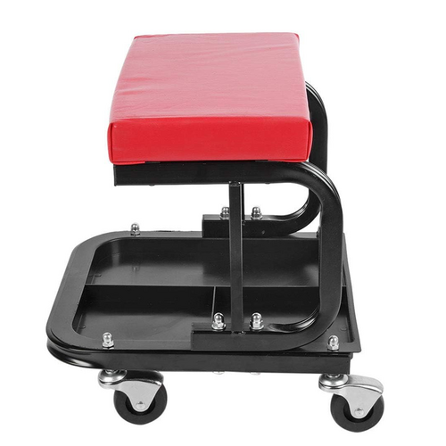 Main product image of Rolling Creeper Seat, Mechanic Stool with 4 Swivel Wheels, Divided Tool Tray, Red, 36x35x35cm