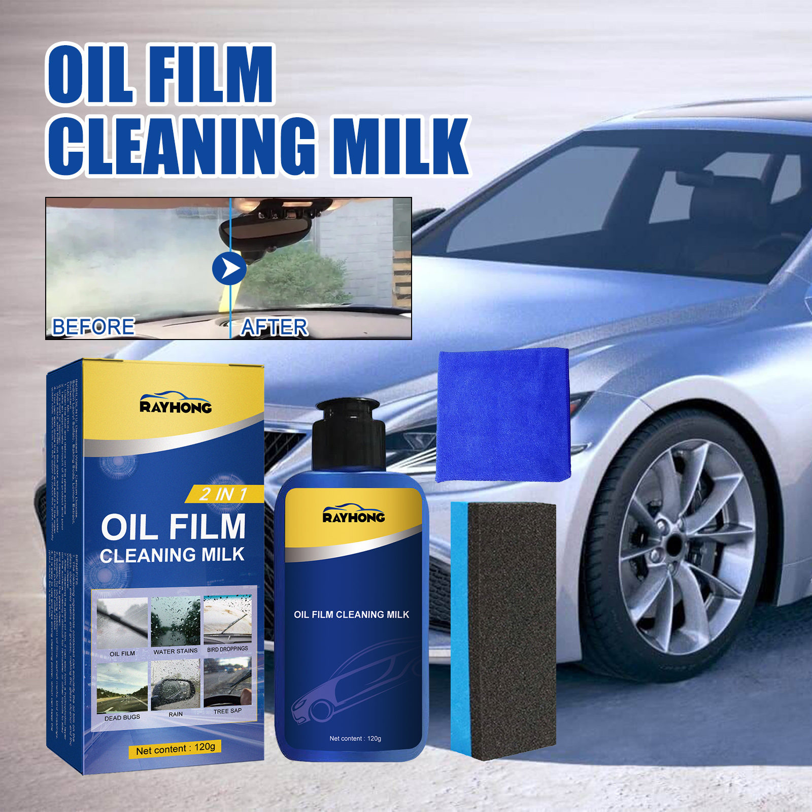 Main product image of Windshield Oil Film and Stain Cleaner, 2-in-1 Formula