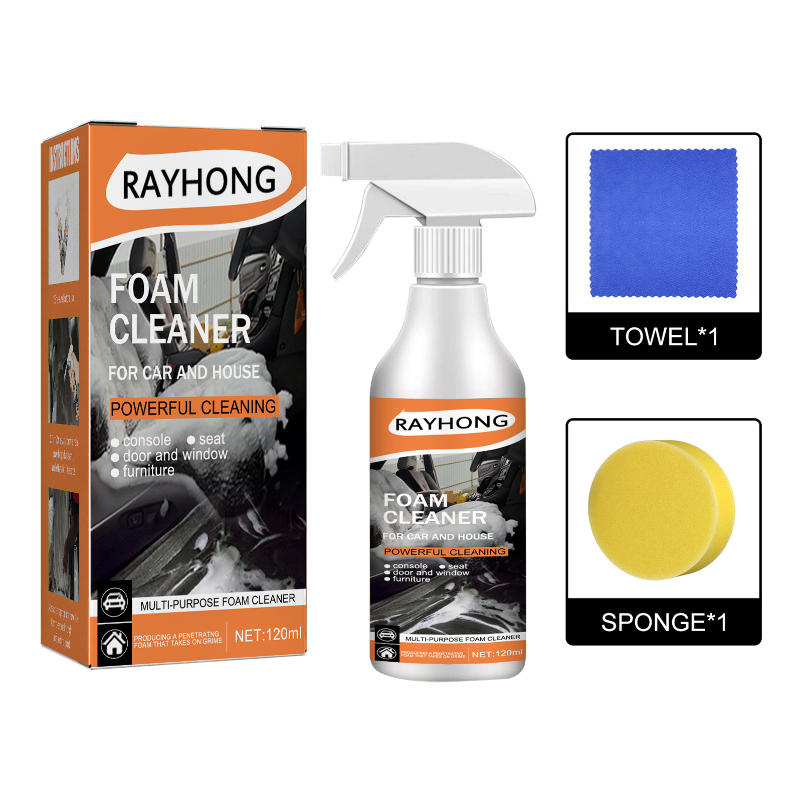 Main product image of 120ml Multi-Purpose Foam Cleaner Kit, Stain Remover