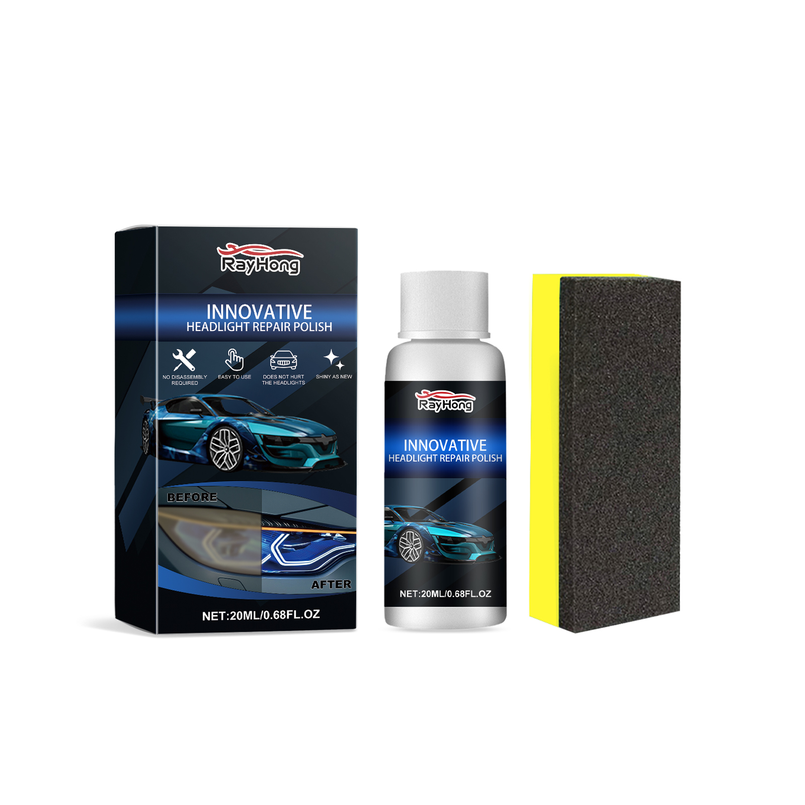 Main product image of Automotive Headlight Restoration Kit, 20ml Fluid