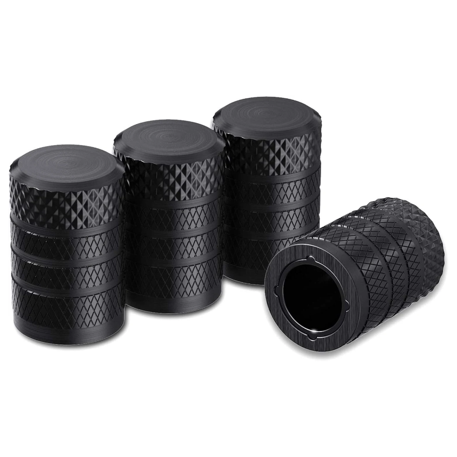 Main product image of Aluminum Tire Valve Stem Caps 4 Units, Universal Car Wheel Valve Covers, Black