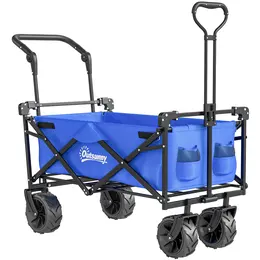 Product image of Folding Four-Wheel Utility Wagon, Blue, with Canopy