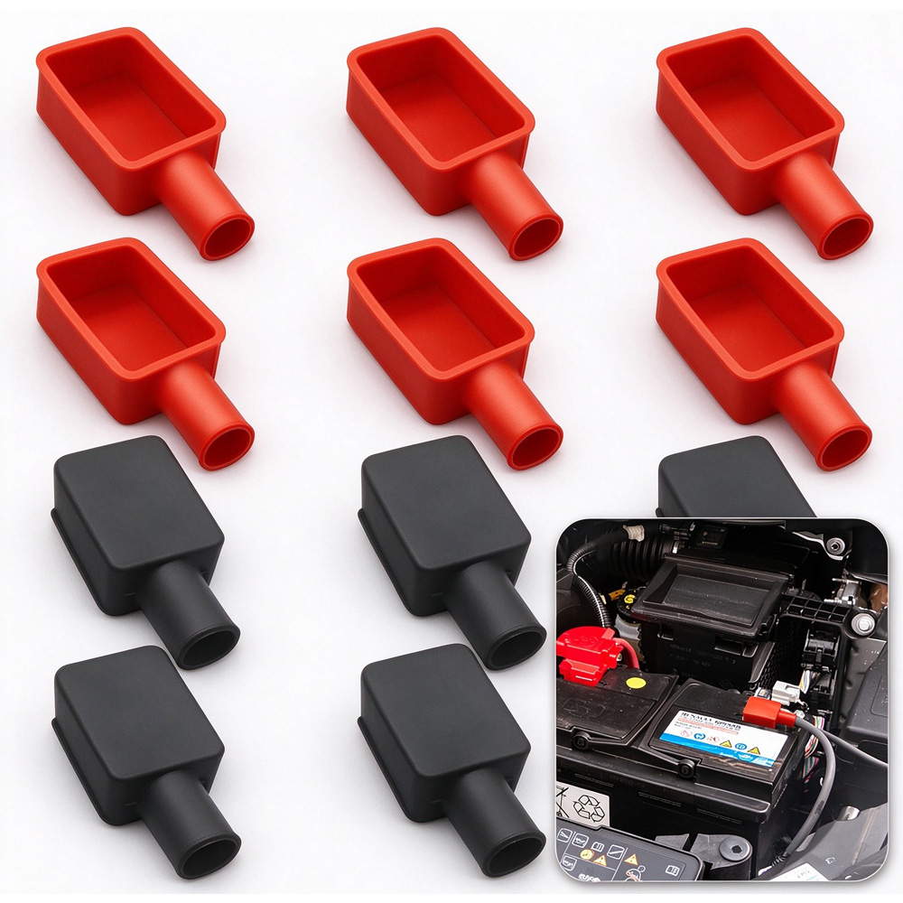 Main product image of 12Pcs Battery Terminal Covers, Soft Rubber Positive Negative Pole Protector Caps, Insulating Top Post Boots For Car, Motorcycle, Truck, RV, Boat