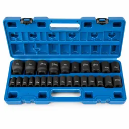 Product image of 26-Piece 1/2 Inch Drive Shallow Metric Impact Socket Set, 10-36mm, Cr-Mo, 6-Point