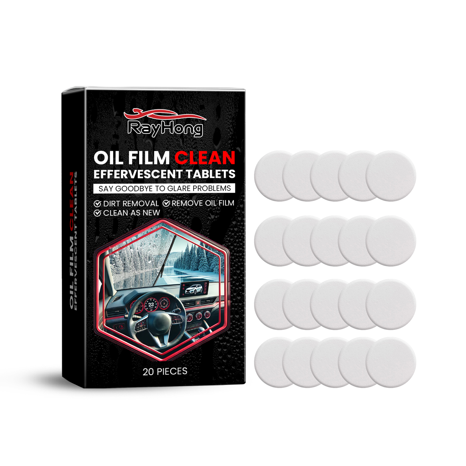 Main product image of Windshield Degreaser Tablets, Glass Oil Film Decontamination