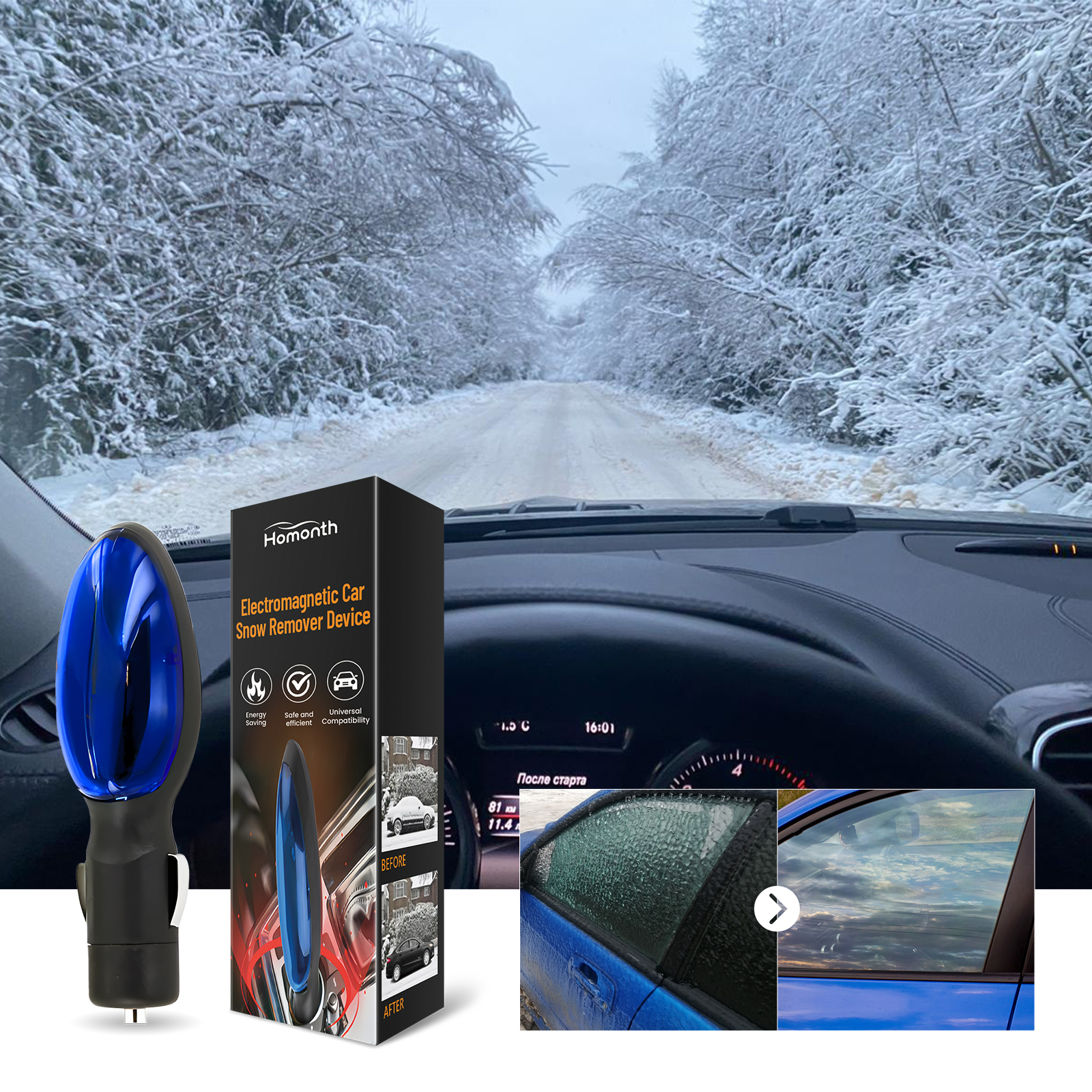 Main product image of Electromagnetic Heating Snow Removal Device 1pc-box, Car Glass Snow Removal, Melting, Defrosting, Portable Car Defrosting Device