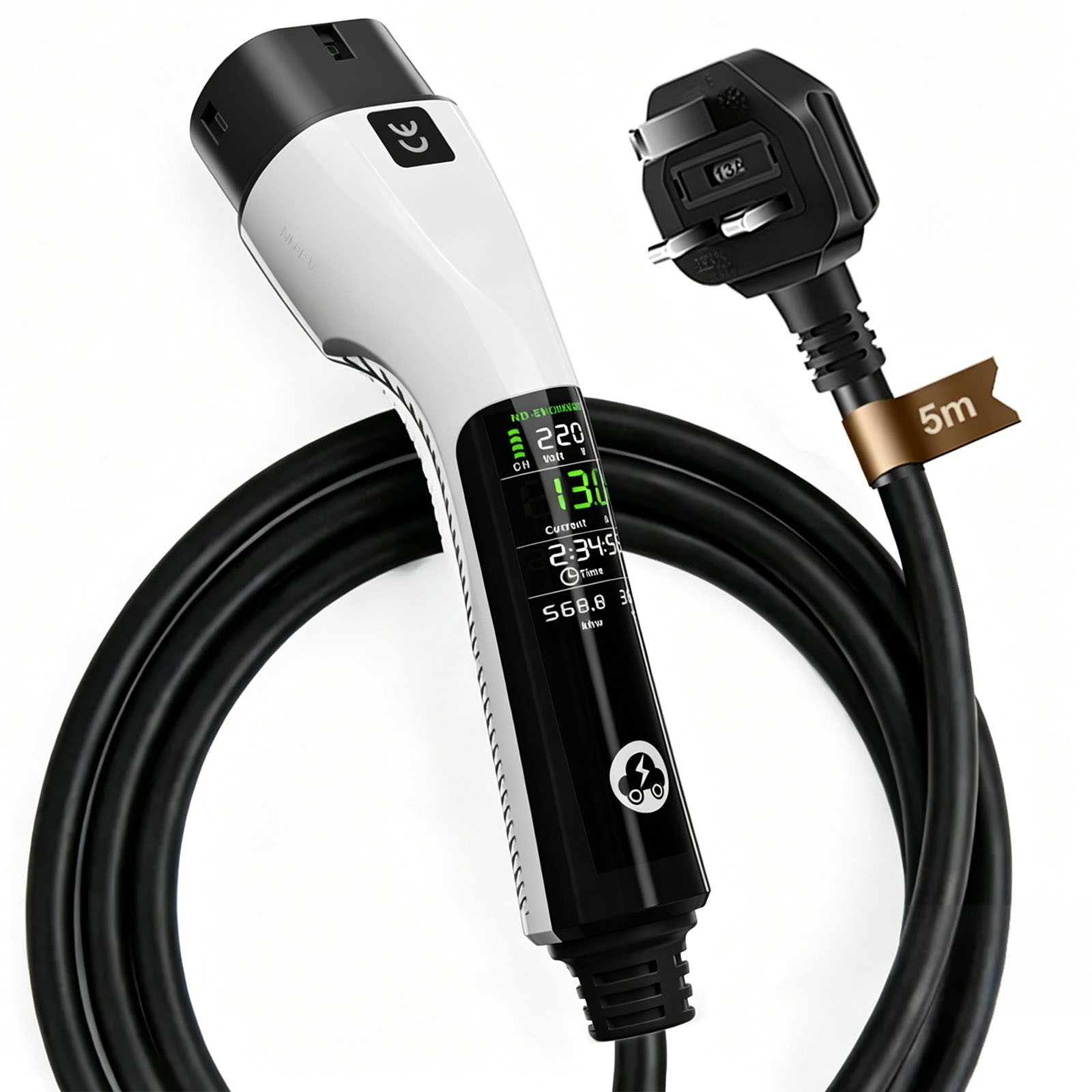 Main product image of 13A Type 2 Portable EV Charging Cable Electric Vehicle Charger UK Plug