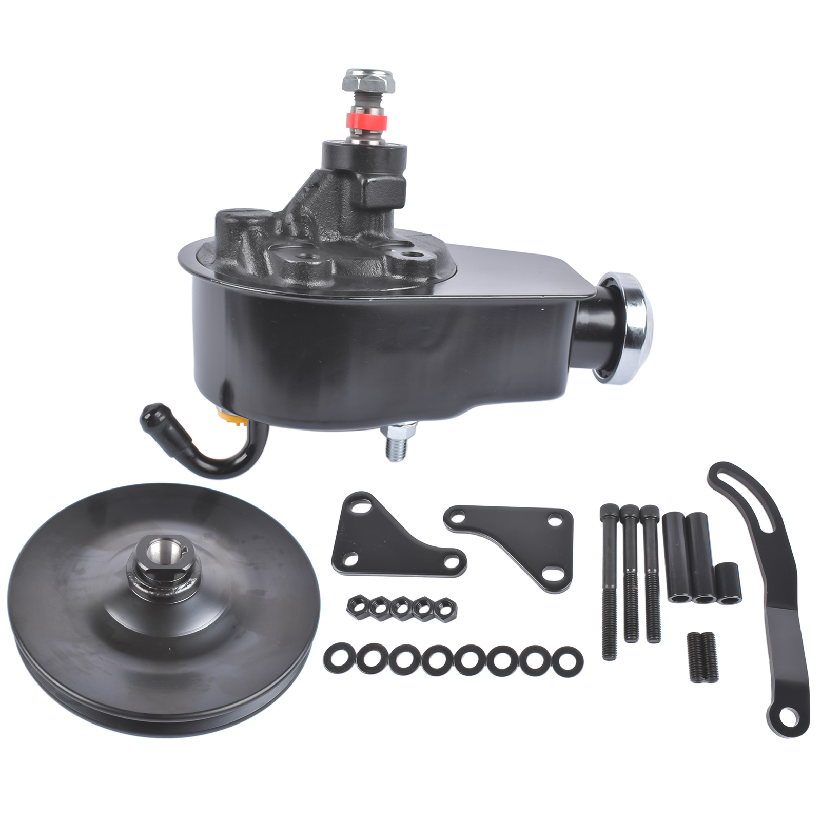Main product image of Black Steel Power Steering Pump With Bracket Kit & Pulley Fit for Small Block Chevy 265 283 305 327 350 383 and 400 Engines