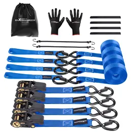 Product image of 4 Pack Ratchet Straps, 2200 lb, 1 inch x 15 ft