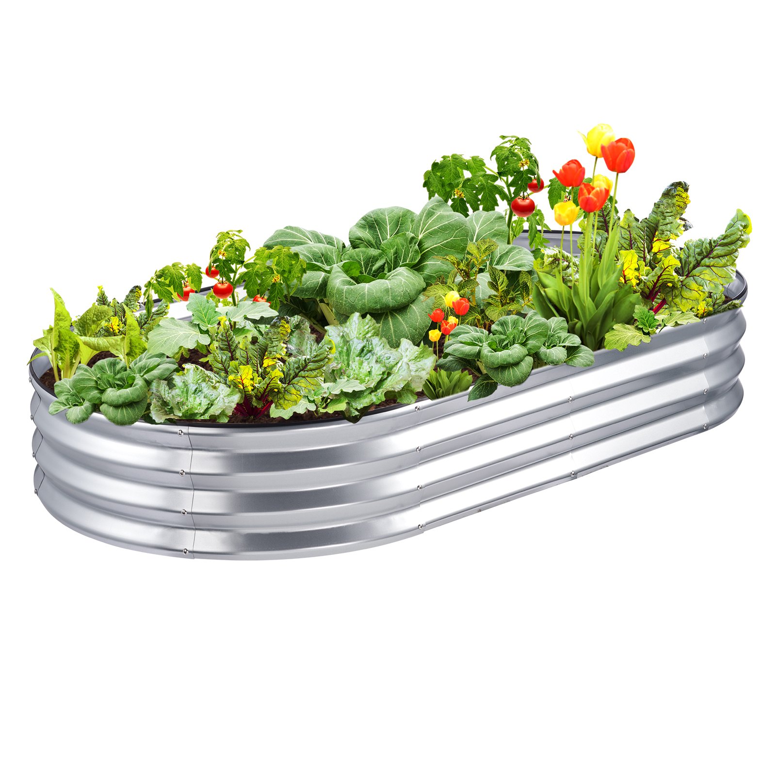 Raised Garden Bed, 71.9 X 36.4 X 11 Inch Galvanized Metal Planter Box, Outdoor Planting Boxes With Open Base, For Growing Flowers/Vegetables/Herbs In Backyard/Garden/Patio/Balcony, Silver