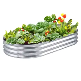 Raised Garden Bed, 71.9 X 36.4 X 11 Inch Galvanized Metal Planter Box, Outdoor Planting Boxes With Open Base, For Growing Flowers/Vegetables/Herbs In Backyard/Garden/Patio/Balcony, Silver
