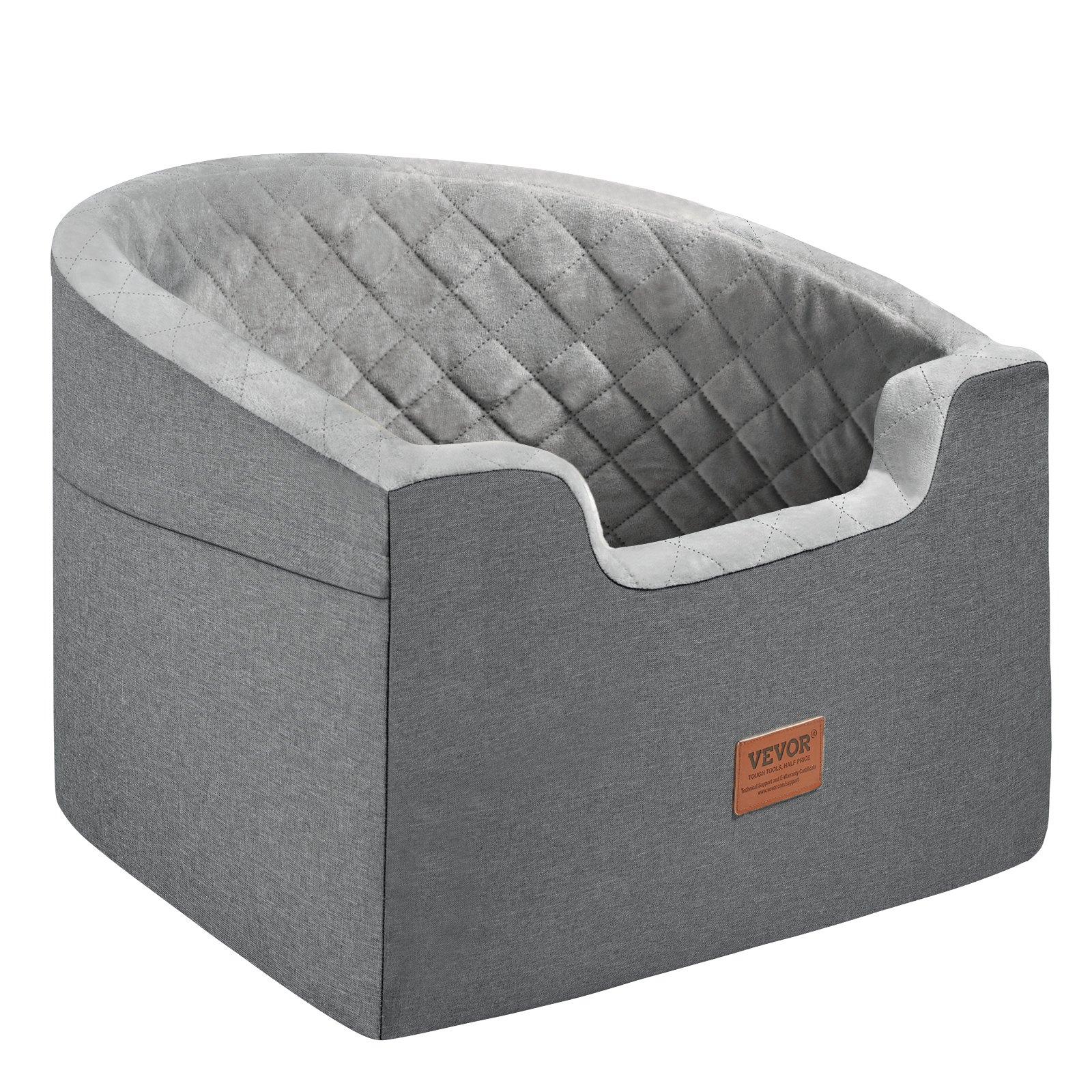 Dog Car Seat, Waterproof Dog Booster Seat For Car With A Storage Pocket, Clip-On Safety Leash And Sponge Filling, Dog Car Bed For Small & Medium Dog Up To 55lbs, Gray