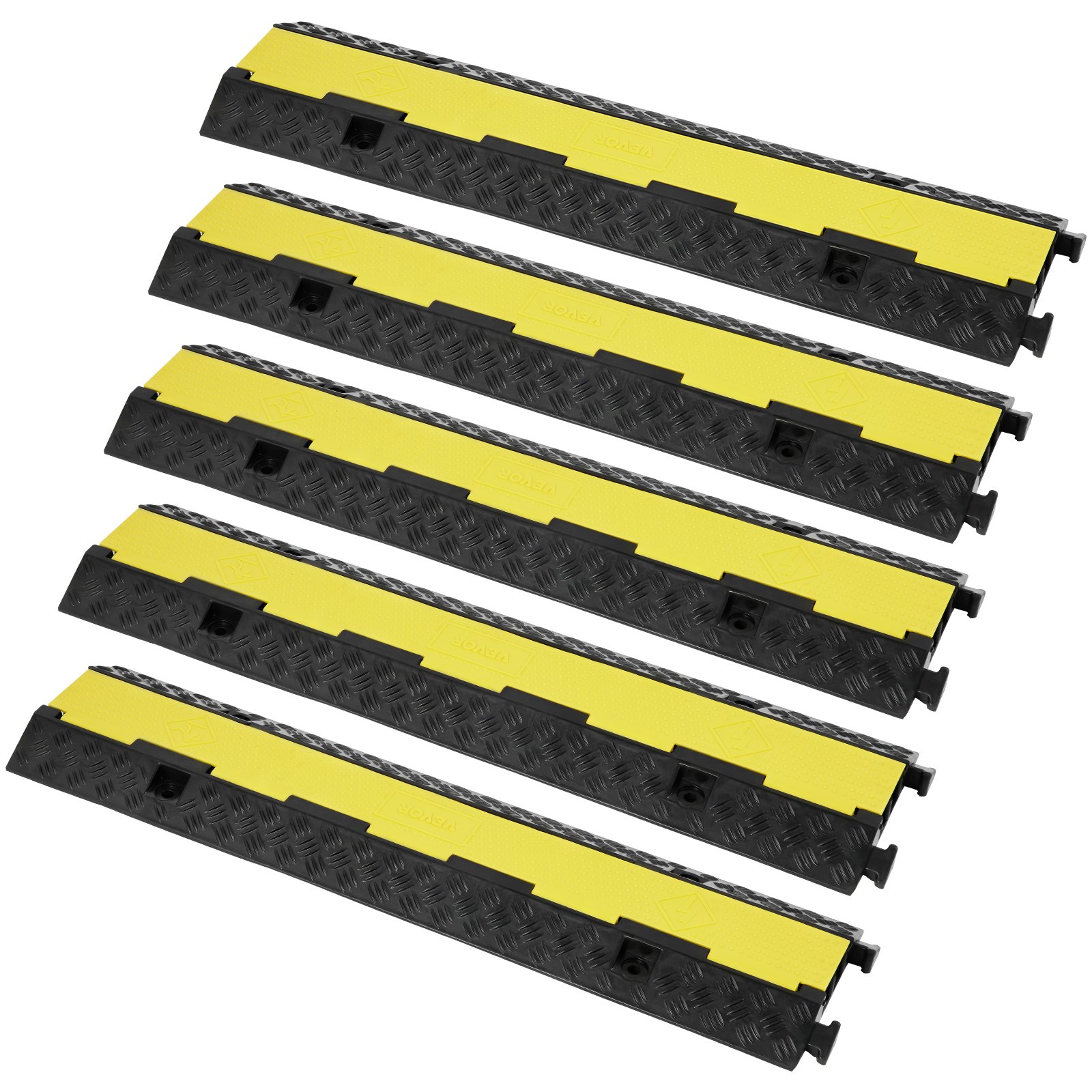 Main product image of 5 Pack Rubber Cable Protector Ramp, 2 Channel, 12000 Lbs/axle, Flip-Open
