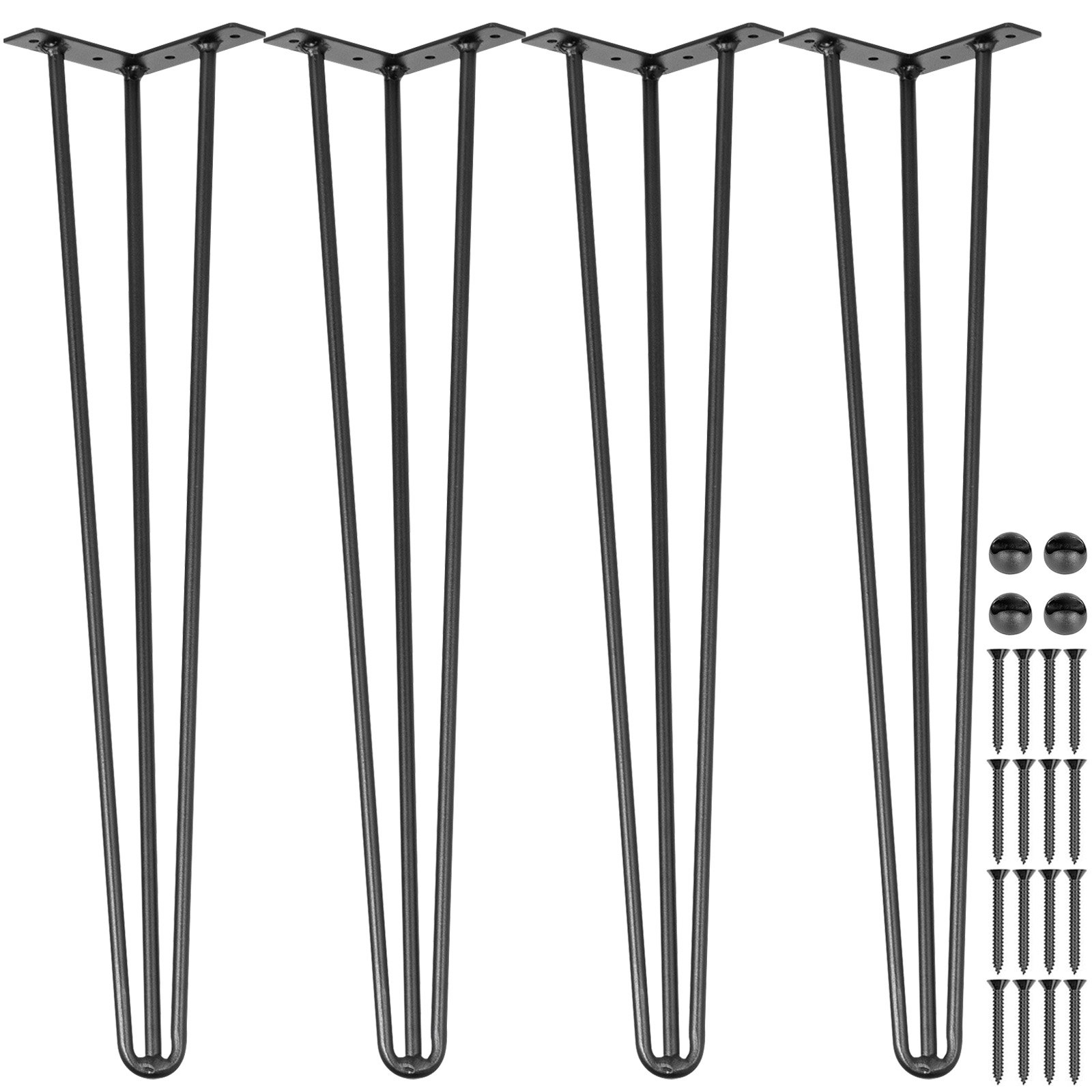 Hairpin Table Legs 86.4 Cm Black Set Of 4 Desk Legs Each 99.8 Kg Capacity Hairpin Desk Legs 3 Rods For Bench Desk Dining End Table Chairs Carbon Steel DIY Table Legs Heavy Duty Furniture Legs