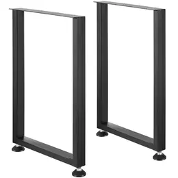 711.2MM Adjustable Furniture Legs, Square Reinforced Steel Office Table Legs Set Of 2 For DIY, Max Load 453.6KG Heavy Duty Desk Legs, Quick Instalation & Rich Accessories Legs Black