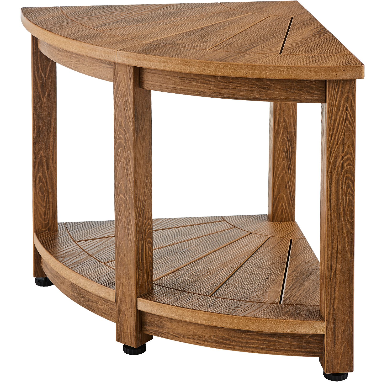 Corner Shower Bench, 18.5" Height 17.75" Radius, Faux Wood Grain Polystyrene, 350 LBS With Storage Shelf, Water Resistant, Shower Stool For Inside & Outside Shower, For Bathroom, Living Room