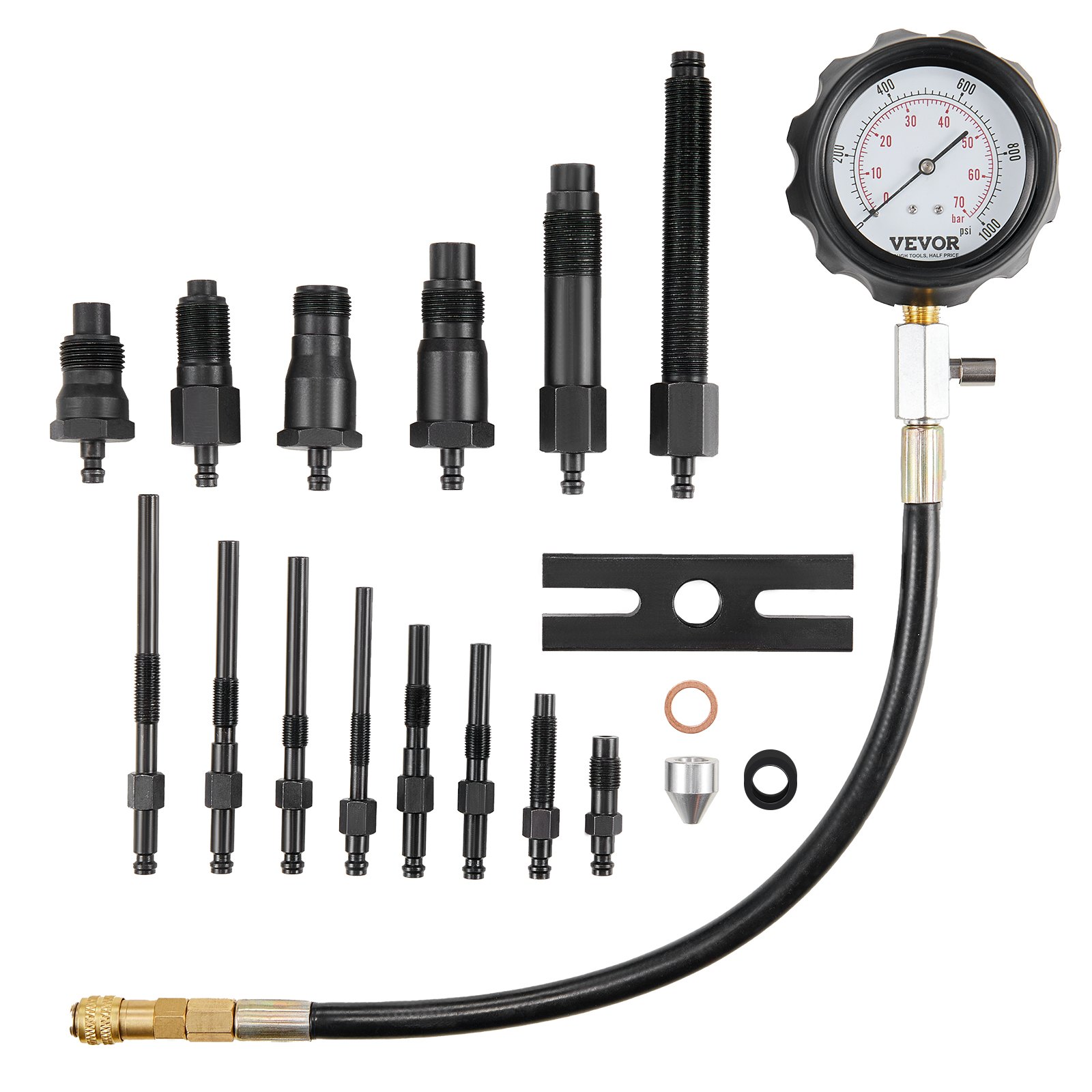 Main product image of Diesel Engine Compression Tester Kit, 18 Pcs, 0-1000 PSI Gauge
