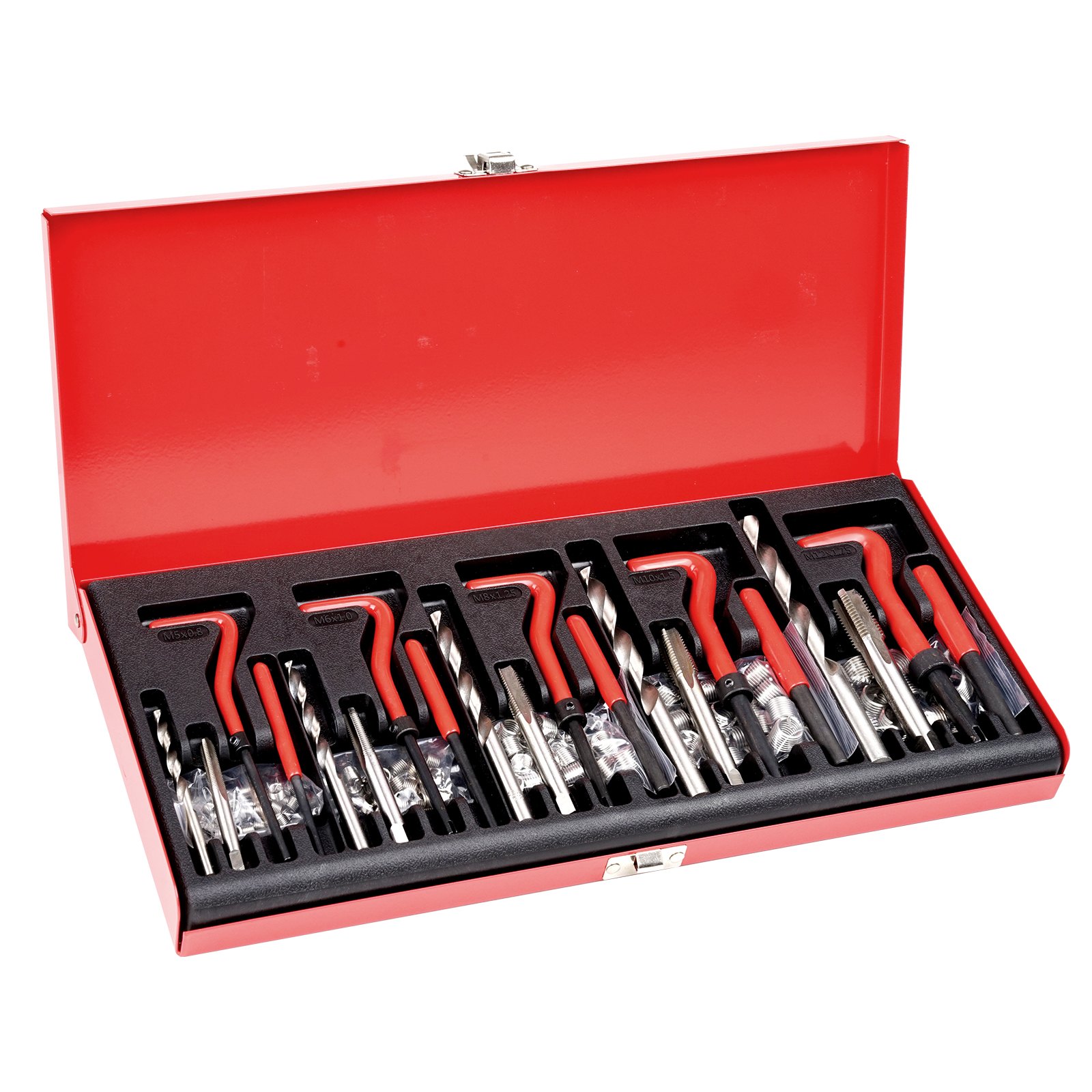 Main product image of Helicoil Thread Repair Kit, 166-Piece Metric HSS Drill Helicoil Repair Kit, M5 M6 M8 M10 M12 Heli Coil Rethreading Tool Kit With HSS Drill Bits Thread Inserts Taps Breakoff Installation Tools