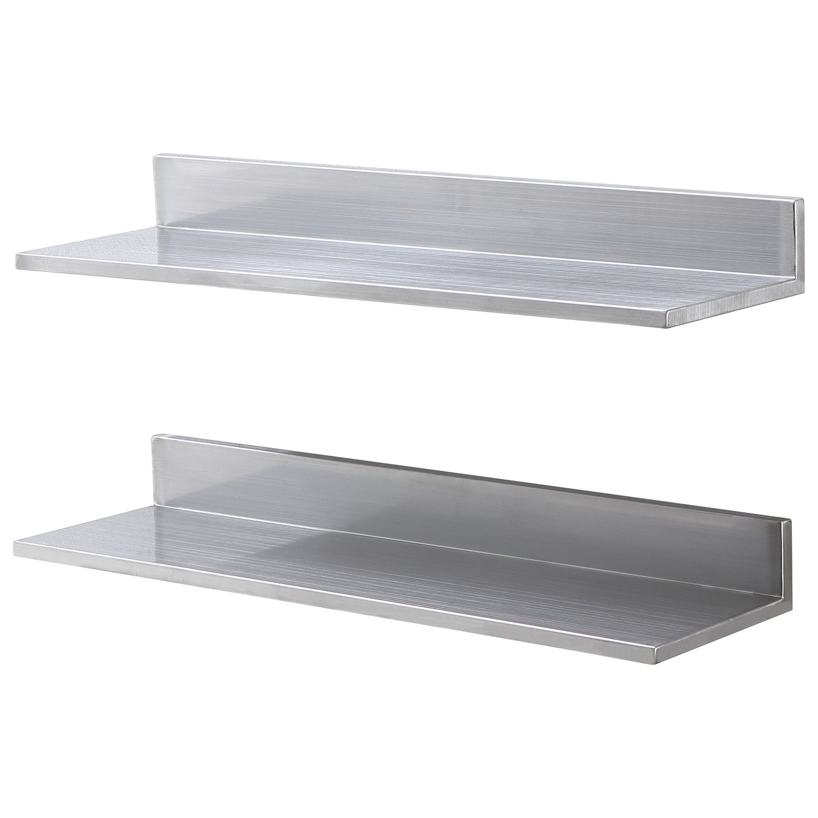 Main product image of 8.6 x 30 Inch Stainless Steel Wall Shelf with Backsplash, 44 lb Capacity