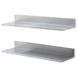 Product image of 8.6 x 30 Inch Stainless Steel Wall Shelf with Backsplash, 44 lb Capacity