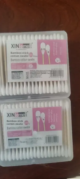 Cleaning cotton swabs-double-headed model-white-bamboo stick + absorbent cotton-100 sticks-1 box