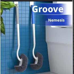 Long-handle cleaning toilet brush-gray-PP+TPR-1 piece