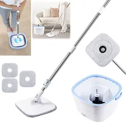 Centrifugal Spin Mop & Bucket Set, Self-Cleaning Dry and Wet Separation, Adjustable Handle for Hardwood Floor, Tile, Home Office Cleaning