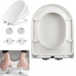 D-Type Toilet Seat with Soft Closing, Anti-Bacterial, Hygienic, Removable Toilet Lid, 360 Degree Rotation Hinge, Easy Install and Cleaning