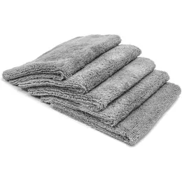 Elite Edgeless Two-Pile Microfiber Detailing Towel, All-Purpose Detail Rag, Polishing, Buffing, Window, Glass, Waterless, Rinseless And Car Wash Towels - Pack Of 5, Gray