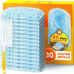 30 Count Duster Refill For Swiffer Duster With 1 Handle, One-Sided Disposable Dusters Refills With 4X Microfibers, Unscented Dusters For Cleaning Home, Furniture, Blinds & Vent