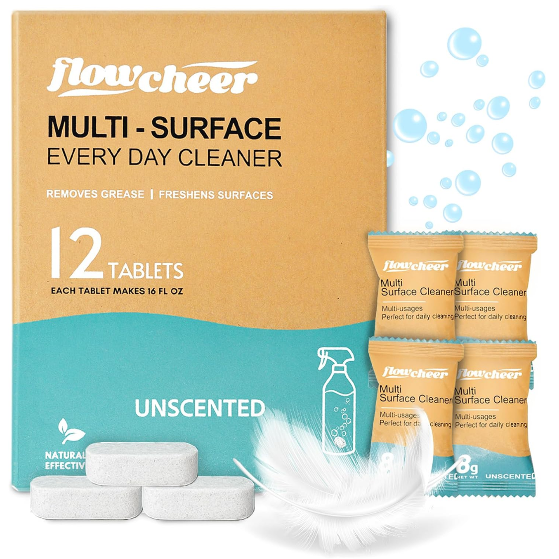 Multi Surface Cleaner Refills -12 Pack All Purpose Cleaning Refill Tablet-Makes 192 Fl Oz Bottles Of Spray Cleaner For Household&Kitchen Cleaning