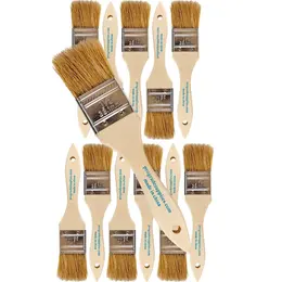 1.5 Disposable Chip Paint Brushes 12-Pack Natural Bristle & Wood Handle Utility Set For Paint, Stain, Varnish, Cabinets & Decks