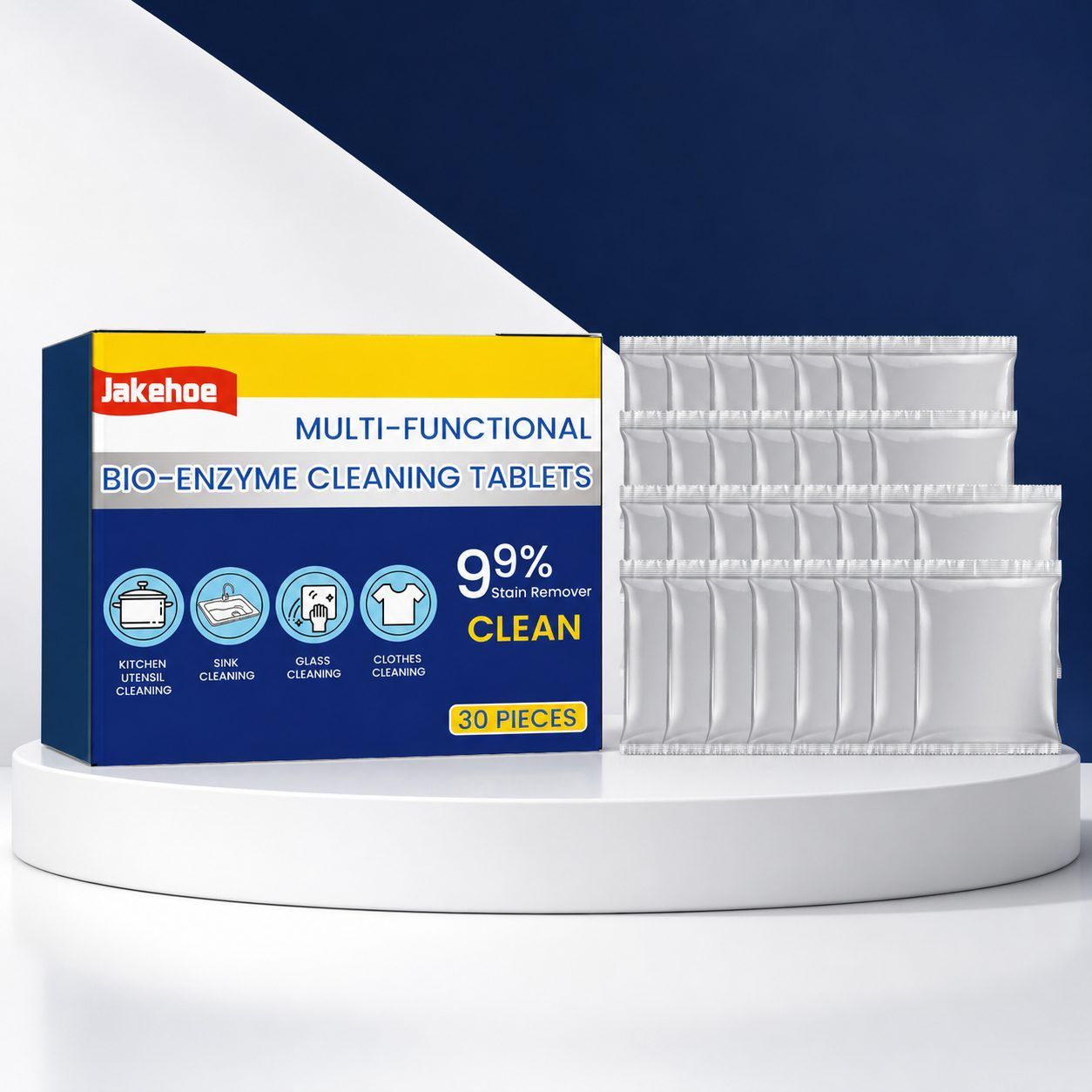 Main product image of JAKEHOE Multi-Purpose Dissolvable Cleaning Tablets, 30 Count
