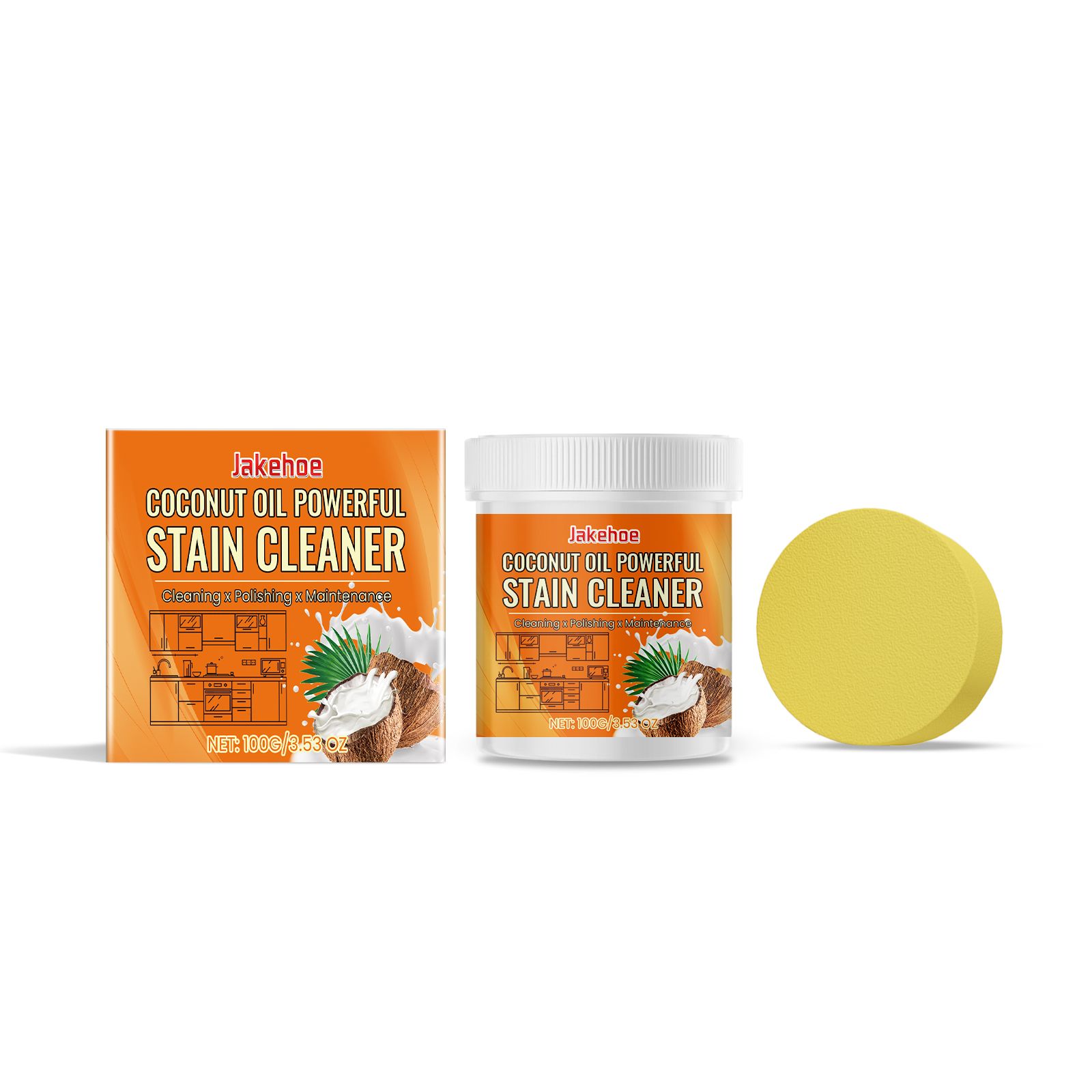 Main product image of JAKEHOE Coconut Cleaning Paste Kit, 100 g with Sponge