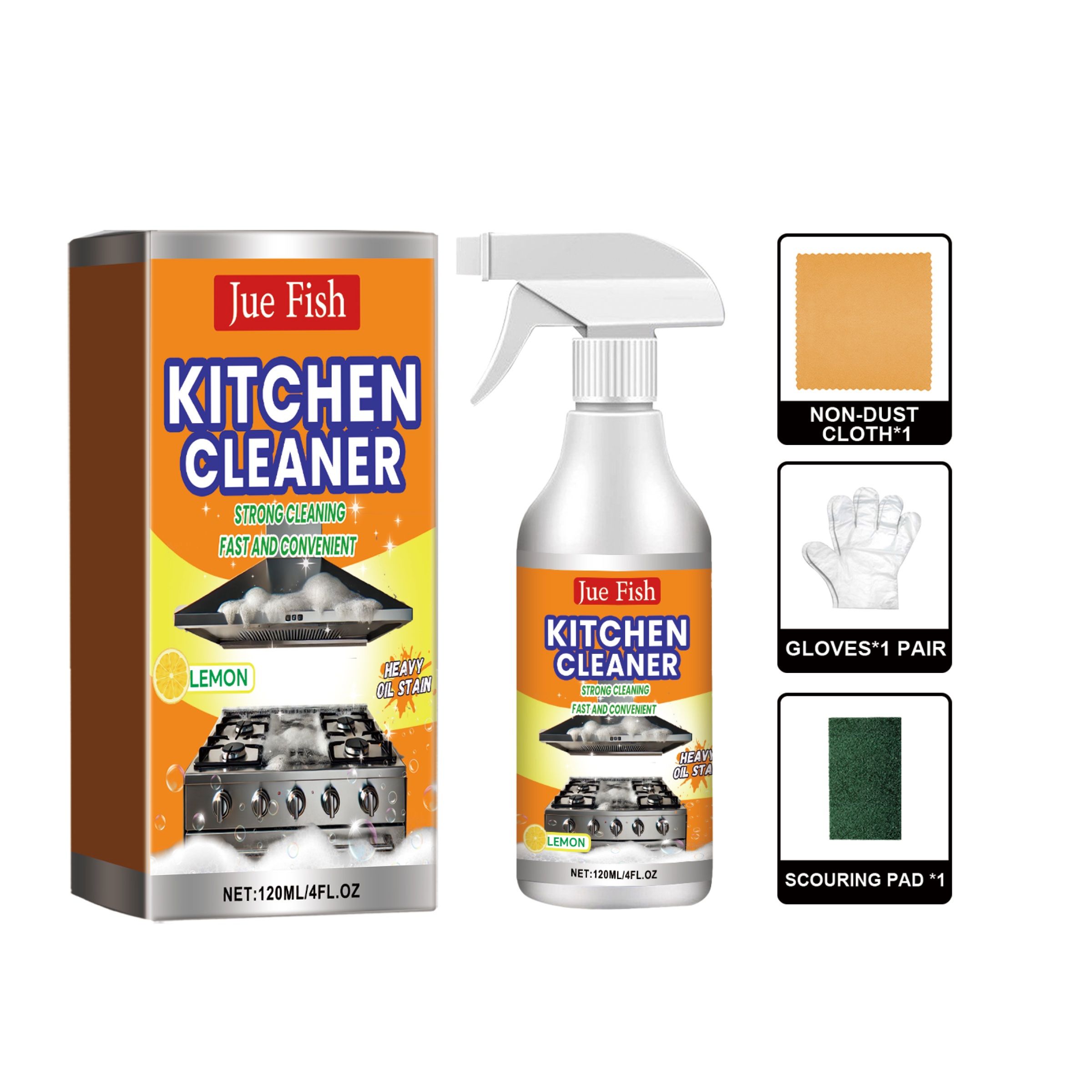 Main product image of JUE FISH Kitchen Grease Cleaning Kit, 120 ml with Tools