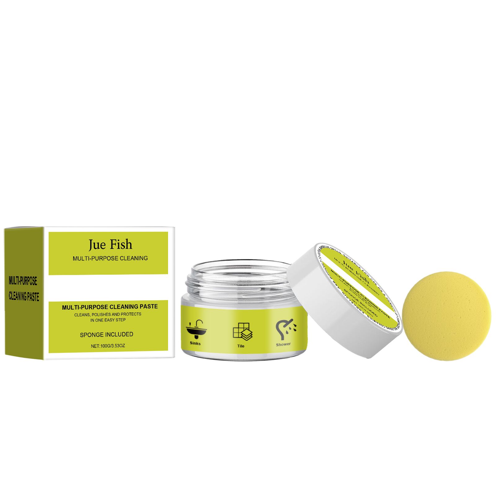 Main product image of JUE FISH Multipurpose Cleaning Paste, 100g with Sponge