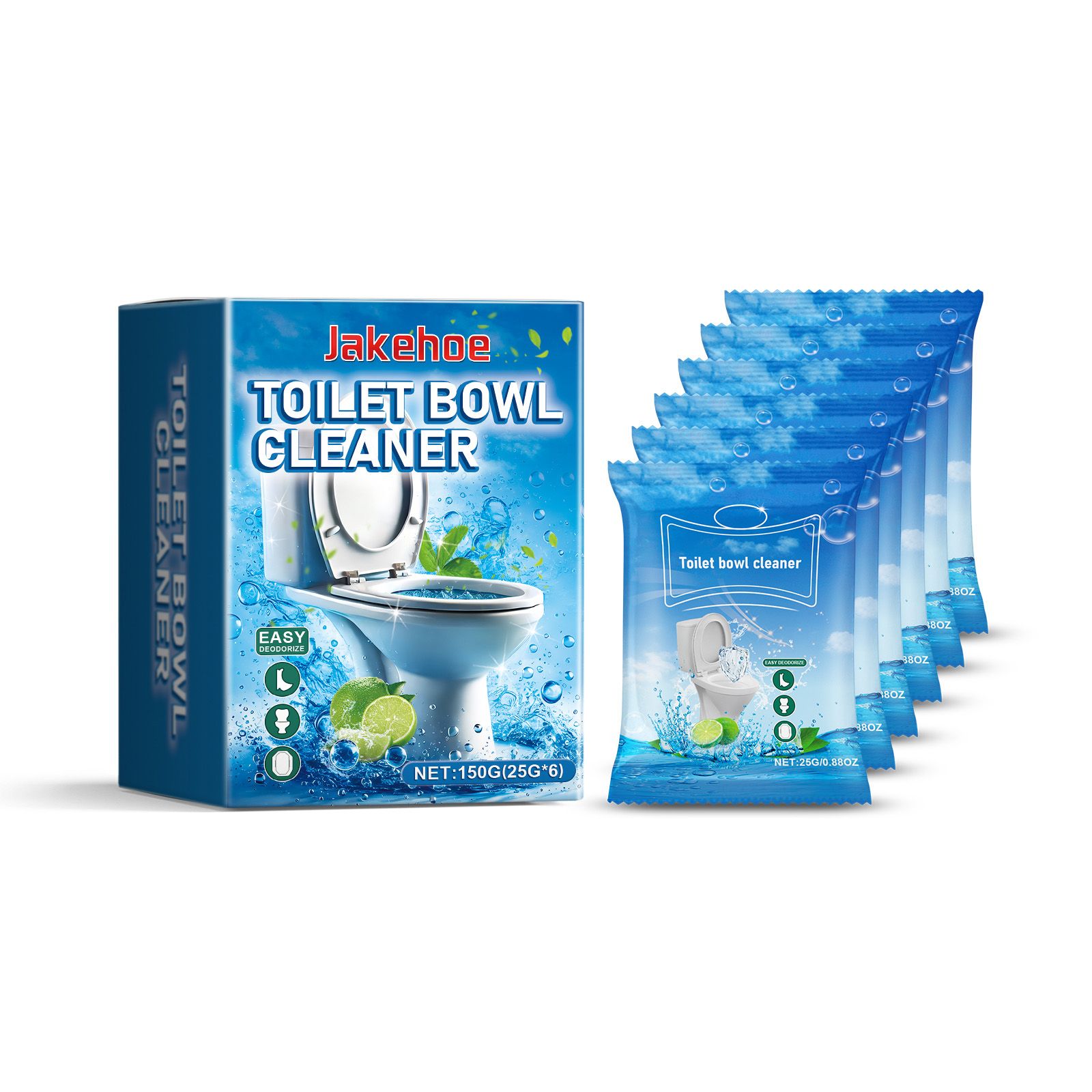 Main product image of JAKEHOE Toilet Bowl Cleaning Powder Sachets, 6 x 25 g (150 g Total)