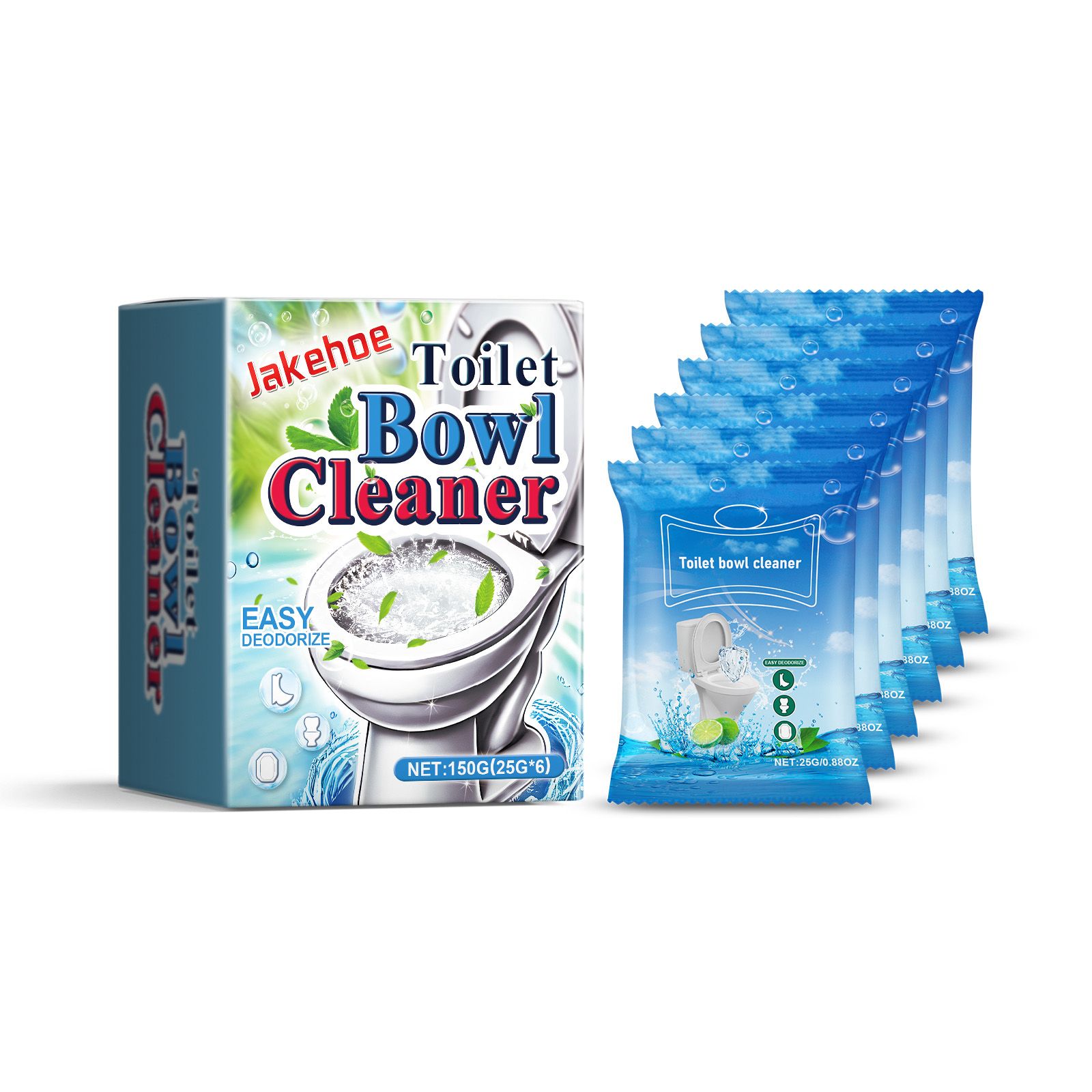 Main product image of JAKEHOE Foaming Toilet Bowl Cleaning Powder, 6 Sachets x 25 g (150 g Total)