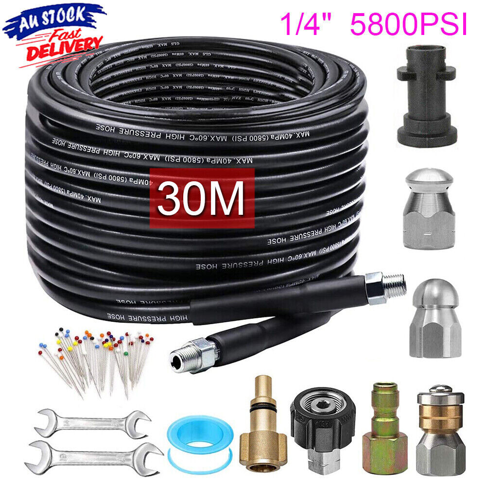 Main product image of 30M Sewer Jetter Kit for Pressure Washer, 5800 PSI, 1/4 NPT Hose