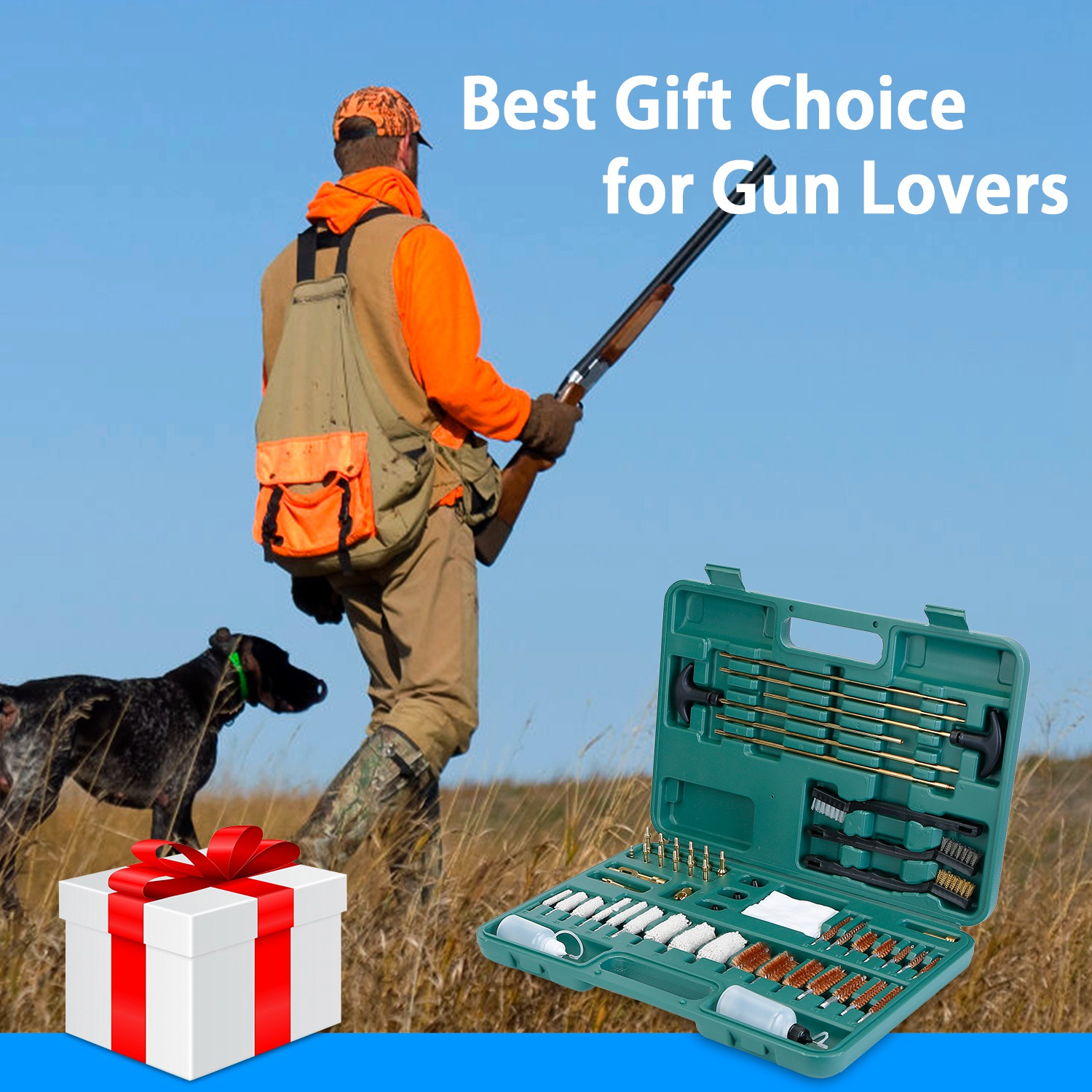 Main product image of Universal Gun Cleaning Kit Gun Cleaning Brushes Mops Muff Guard w/ Carrying Case For Rifles Pistols Handguns Shotguns