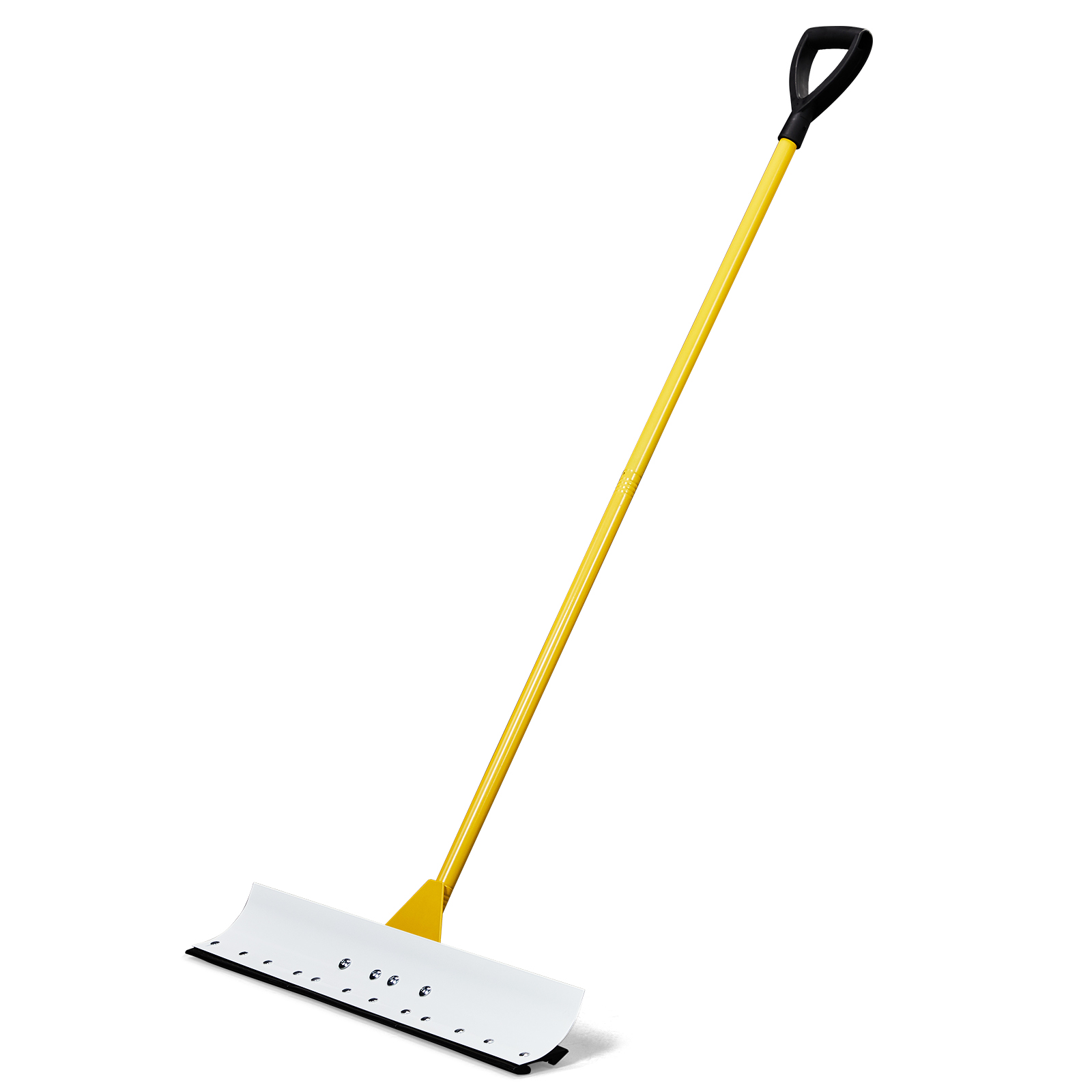 Main product image of 29in Wide Snow Pusher Shovel Plow Blade for Driveways, Sidewalks, Doorways & Decks, Hockey Rinks, Residential & Commercial Applications, Yellow & White