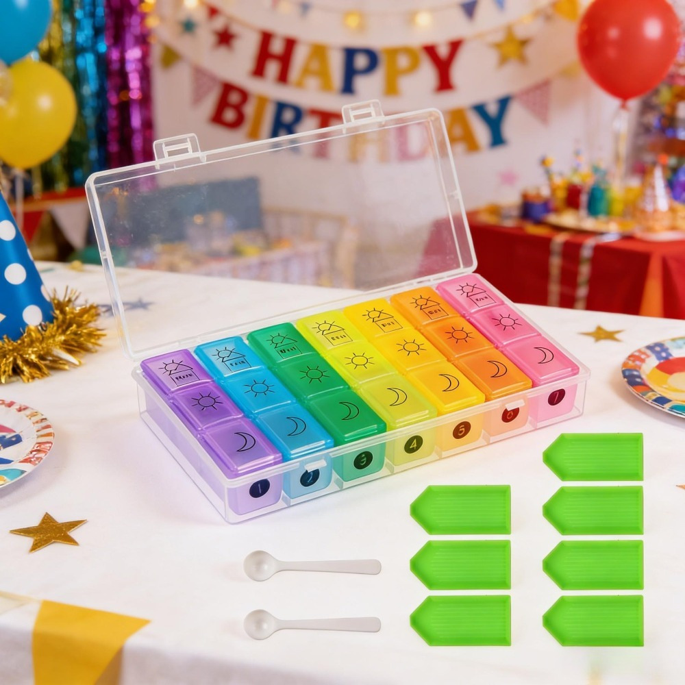 7-Day Pill Box, Pill Container With 3 Compartments Per Day For Morning, Noon, And Evening, Organizer For Vitamins And Medications-Storage Accessories Set