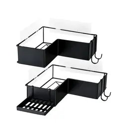 Product image of 2-Pack Drill-Free Adhesive Corner Shower Caddy Organizer with Soap Holder and 4 Hooks