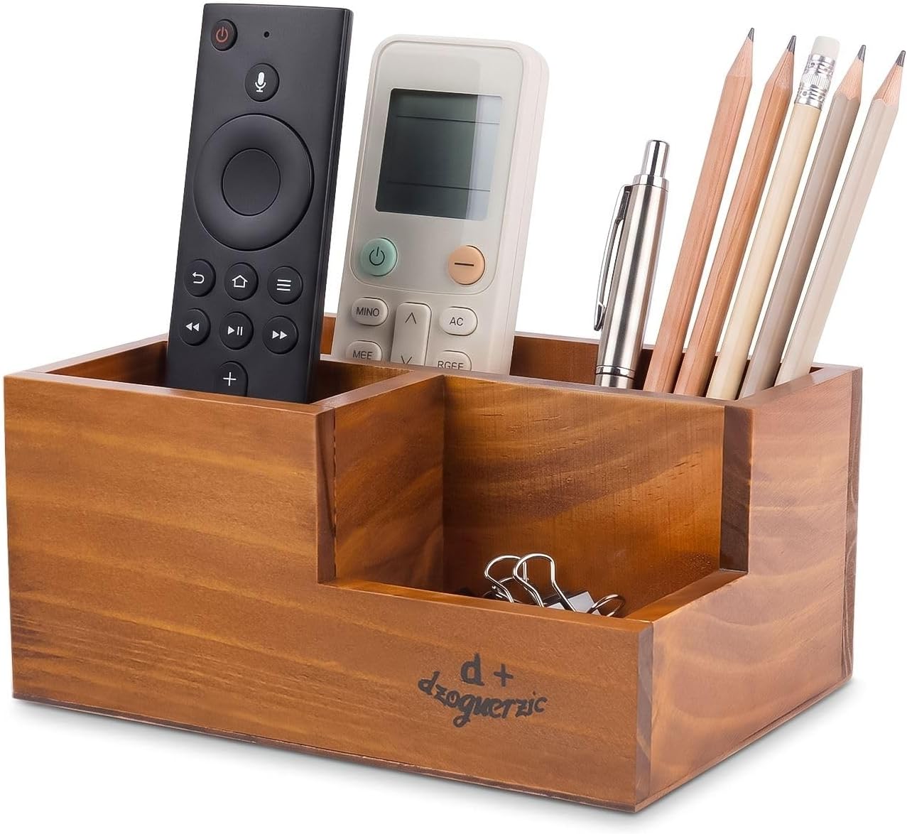 Main product image of Wood Pencil Holder, 3 Slot Tiered Desk Organizer