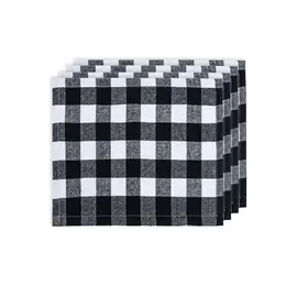 Product image of Black and White Plaid Cloth Napkin Set, 4-Piece