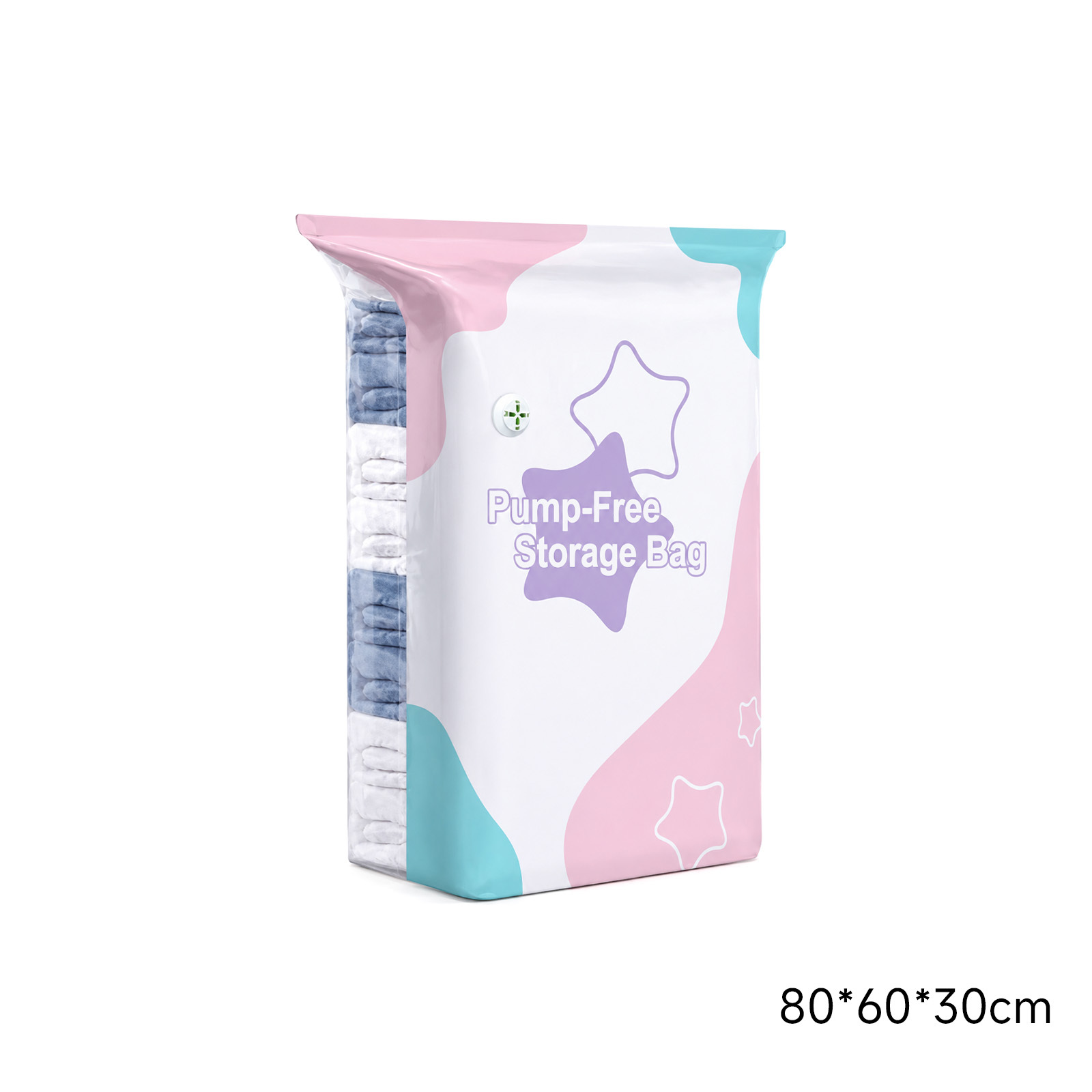 Main product image of Large Pump-Free Vacuum Compression Storage Bags80*60*30cm, 80*60*30cm for Daily Use
