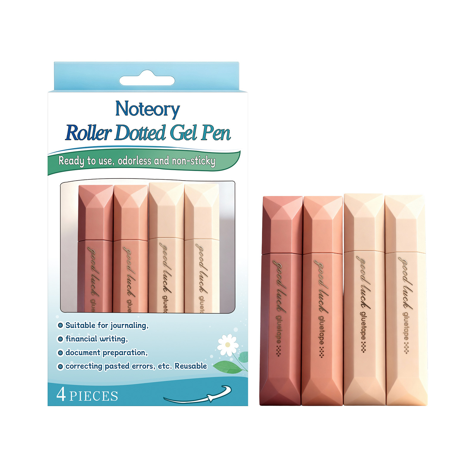 Main product image of Noteory Roller Dotted Gel Pen, 4pcs, Soldering Pen Set, Care Gel for Daily Use