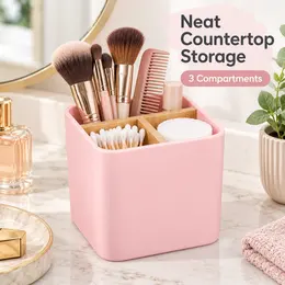 Product image of Organizer Square 3 Compartments Bamboo Pink
