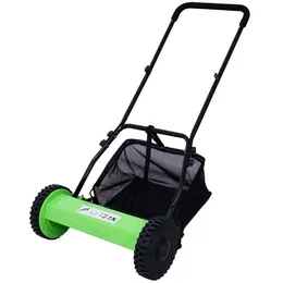14 Inch 5-blade Hand Push Scroll Lawn Mower With Grass  Device, Green