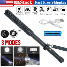Baseball LED Flashlight Zoom Rechargeable Torch Spotlight Emergency Security Work Light 3 Lighting Modes